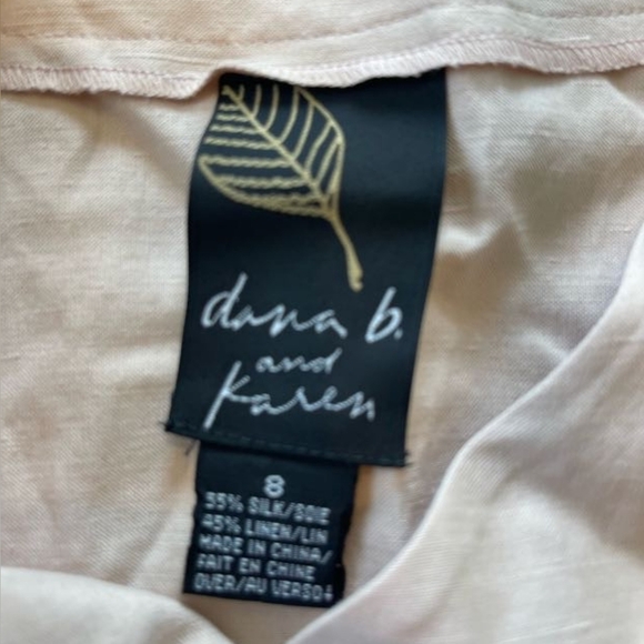 Nwt Dana B And Karen Pale Pink Sleeveless Button-Up Silk Linen Vest Size 8 - Picture 3 of 4